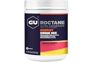 GU Energy Roctane Ultra Endurance Energy Drink Mix, Vegan, Gluten-Free, Kosher, and Dairy-Free n-the-Go Energy for Any Workout, Lemon Berry, 1.72 lb. Canister (12 Servings)