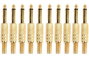 10 PCS Gold Plated 6.35mm Male 1/4 Mono Plug to Connector Soldering