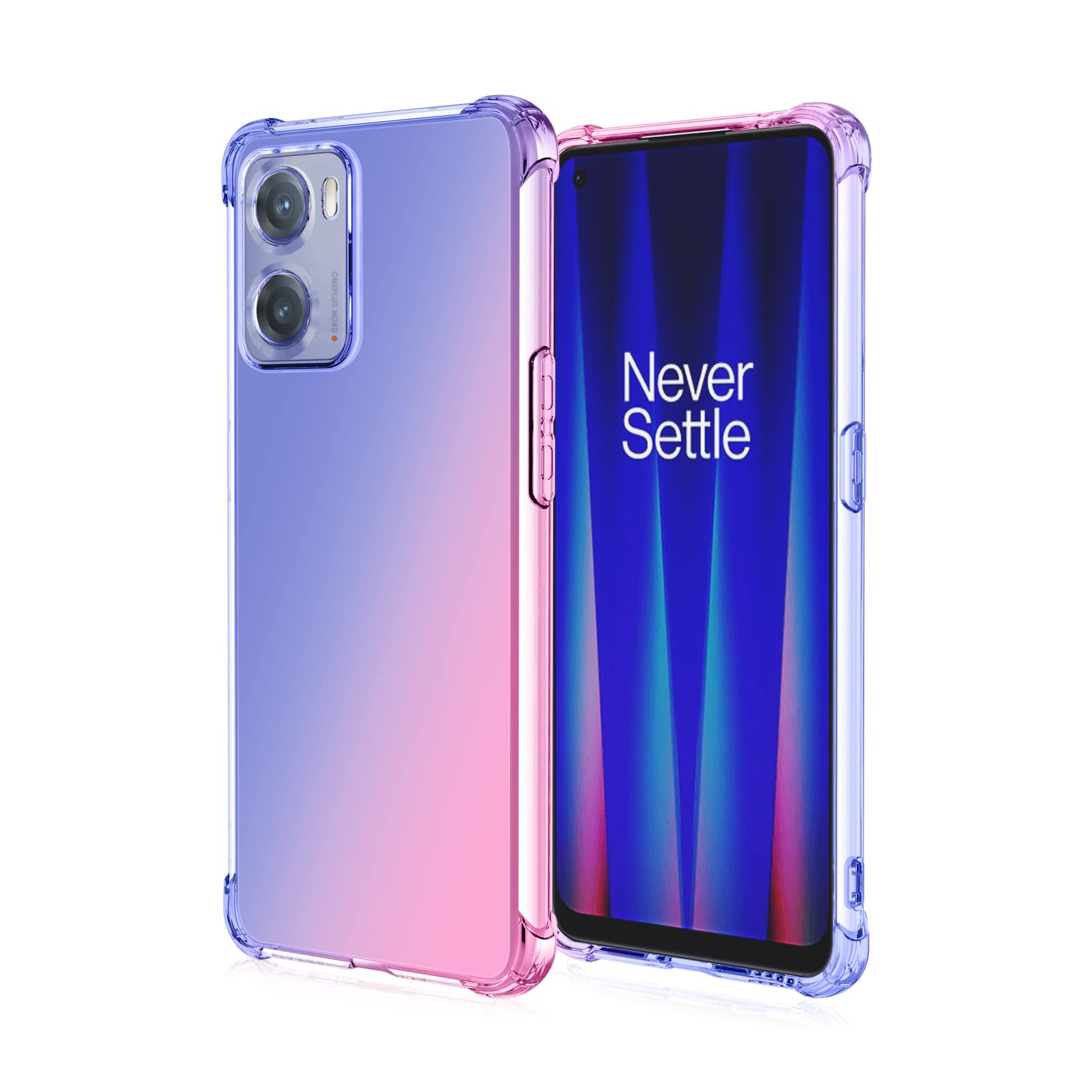 WEIOU Soft TPU Cover for OPPO A96 / A76 / A36 Case, Slim Fashion Non-Slip Flexible Protective Shock Absorption Gradient Transparent Phone Shell Bumper (Blue Pink)