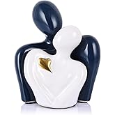 Mini Couple Statue Tv Stand Decor Items for Living Room,Bedroom Decor for Couples Sculpture Knick Knacks for Shelves,Couple Gifts for Her,Show Pieces for Home Decor (Blue and White Gold Heart)