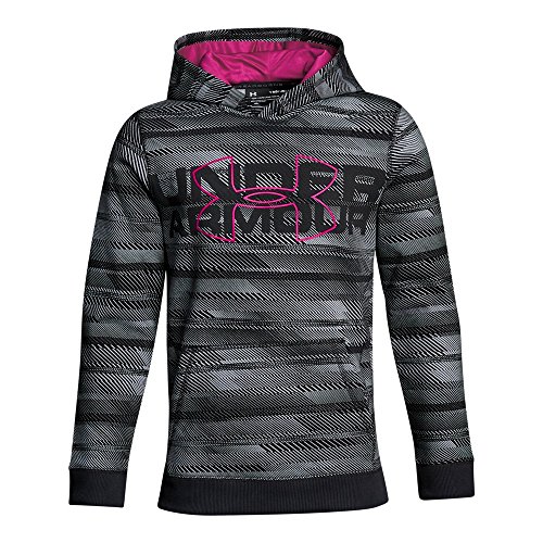 Under Armour Boys' Threadborne Nov Logo Hoodie, Black/Black, Youth Large
