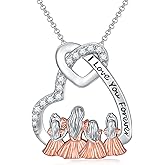 Dorunmo Mother and 1/2/3 Daughters/Son Necklace 925 Sterling Silver Mom Necklace Sisters Jewelry Heart Pendant Christmas Jewelry for Women