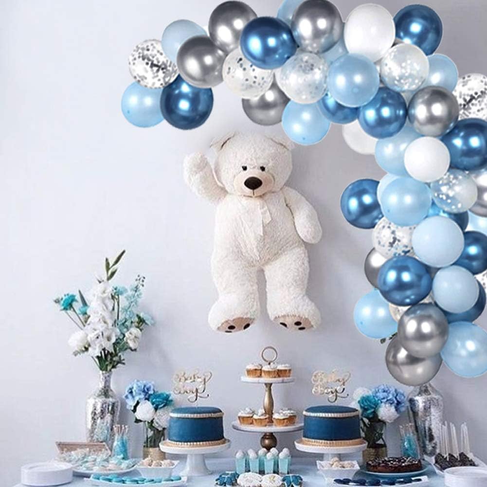 104pc Blue Balloon Arch Garland Kit Blue and Silver Balloons Navy Royal Blue Ballon Silver Metallic Balloons For Baby Shower Blue Birthday Balloon Wedding Party Decorations Supplies: Toys & Games