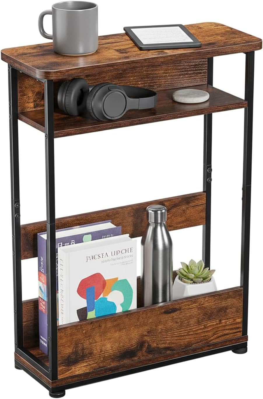 YEAKOO Narrow Side Table Rustic Brown 40x18x55 cm Narrow End Table