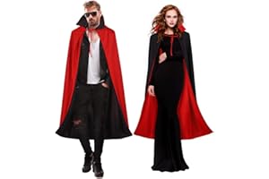 Halloween Vampire Costume: 55Inch Unisex Vampire Cloak Black and Red Reversible Halloween Cape for Vampire Witch Carnival