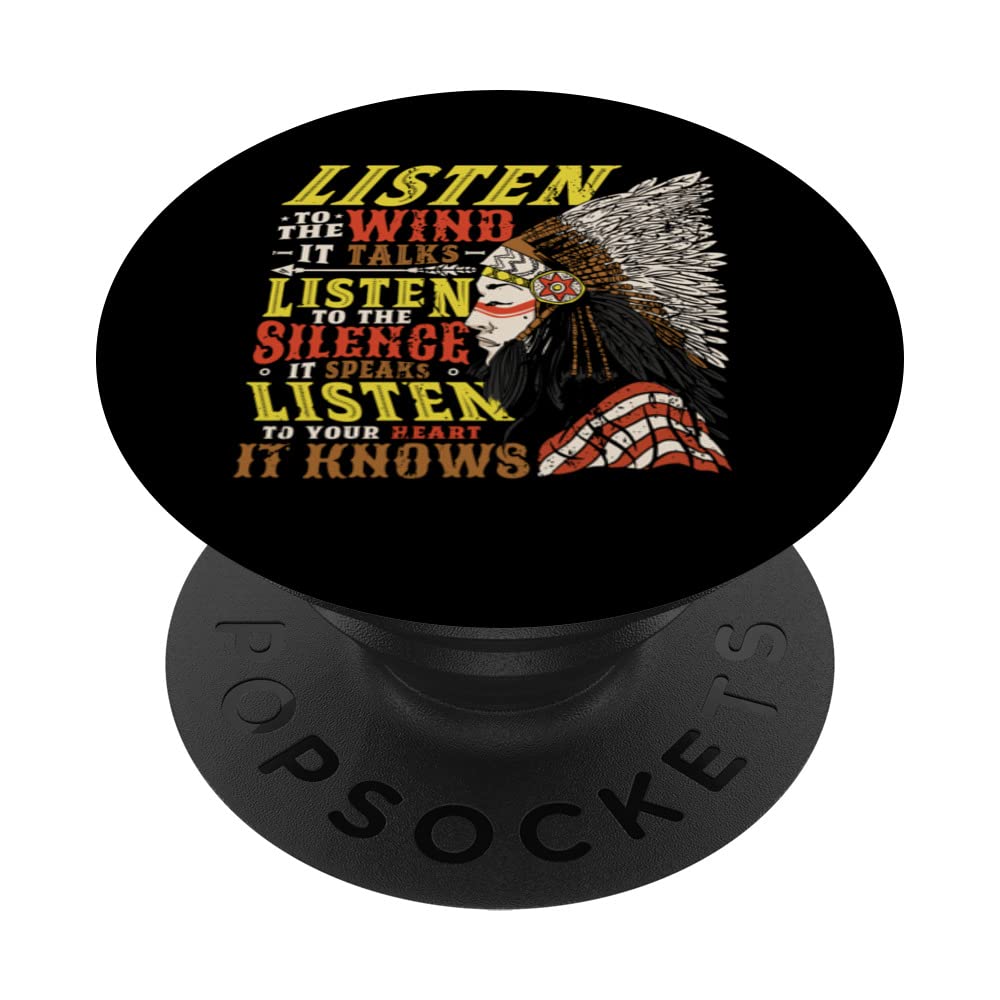 Wind Talks Silence Speaks Heart Knows Native American PopSockets Swappable PopGrip