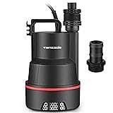 Tenzzola Sump Pump, 1/4 HP 2000GPH Submersible