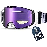 VOZAPOW Dirt Bike Goggles Over Glasses Anti-Fog, Motorcycle Protective Eyewear Motocross Goggles for Men Women