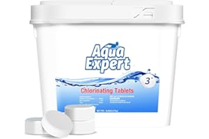 AQUA EXPERT Chlorine Tablets 3 Inch for Swimming Pool, Individually Wrapped Stabilized Chlorine Tablets, Long-Lasting, Slow Dissolve, Eliminates Bacteria & Algae, UV Protected, 99% Pure Tri-Chlor 5LBS