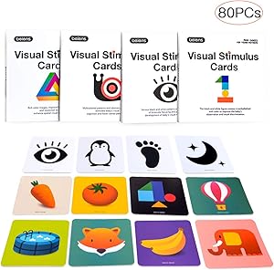 beiens High Contrast Baby Flashcard, 80 PCs 160 Page Black White Colorful Visual Stimulation Learning Activity Card for Babies Ages 0-36 Months, 5.5'' x 5.5'' Educational Newborn Infants Toys Gift