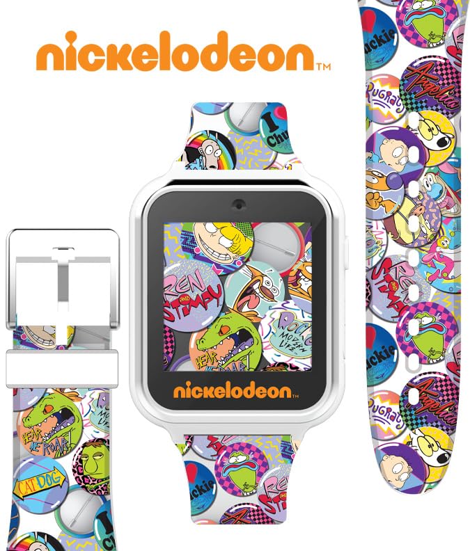 Accutime Nickelodeon Educational Learning Touchscreen Kids Smartwatch - Multicolor Strap Toy - Girls, Boys, Toddlers - Selfie Cam, Games, Alarm, Calculator, Pedometer (Model: NIC4025AZ)