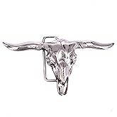 LAXPICOL Cool Western Cowboy Longhorn Bull Belt Buckle For Men Silver Tone
