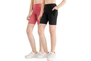 Patgoal Girls Athletic Volleyball Biker Shorts Kids Dance Yoga Running Soccer Gymnastics Compression Shorts with Pockets