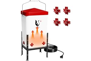 GOYAPPIN Heated Chicken Waterer for Winter, 3.2 Gallon Poultry Water Heater with 4 Horizontal Nipples, Thermostatically Controlled, 4 Adjustable Heights, Anti-Freezing Watering System for Coop