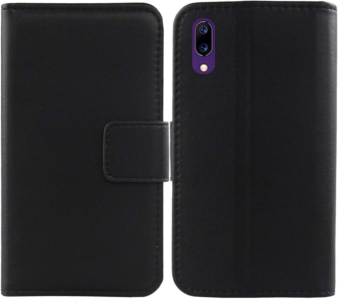 Gukas Design Genuine Leather Case for Umidigi One Max 6.3" Wallet Premium Flip Protection Cover Skin Pouch with Card Slot (Black)