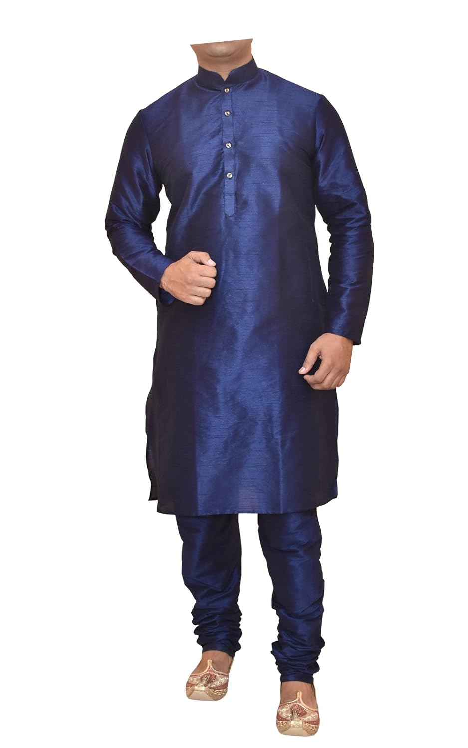 modern garments men's blue dupioni silk kurta pyjama