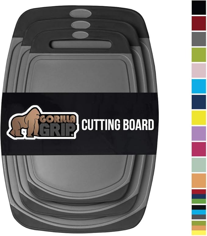 GORILLA GRIP Original Reversible Cutting Board, 3 Piece, BPA Free
