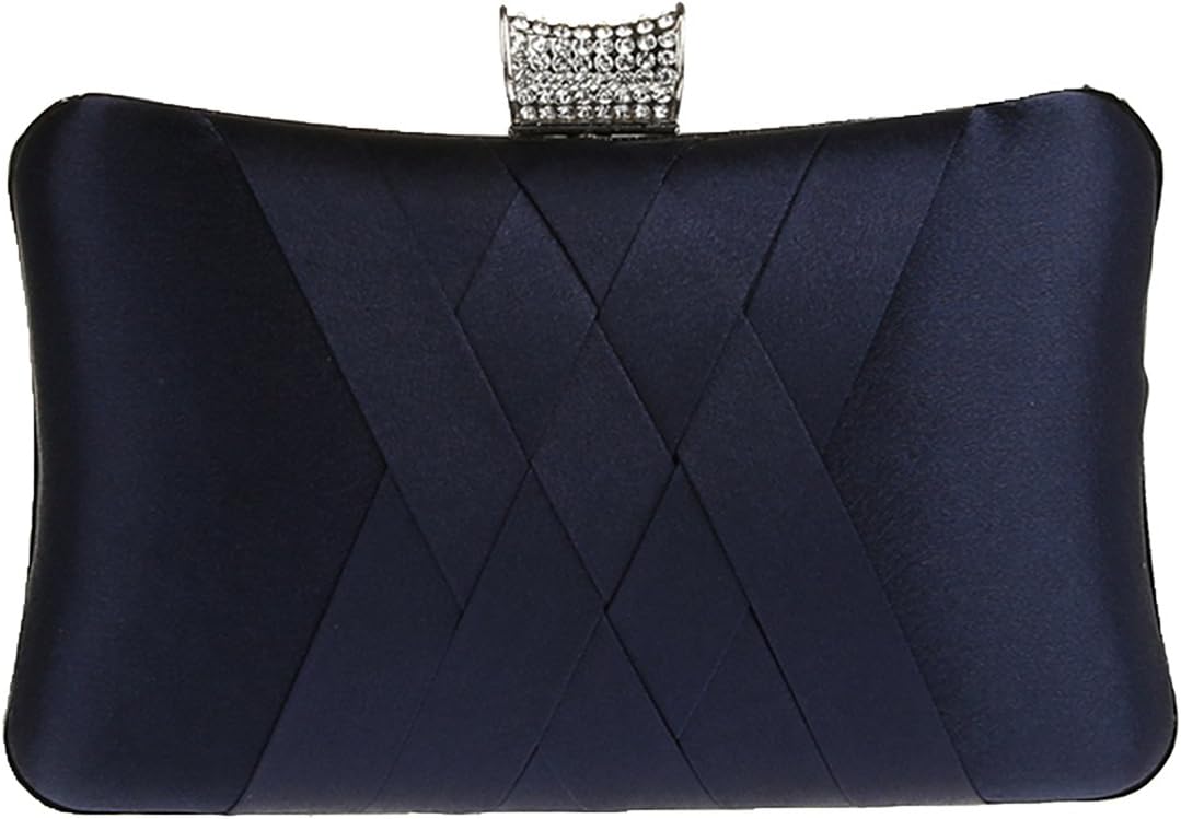 Simple Satin Evening Bag Banquet Party Clutch Navy Blue Handbag