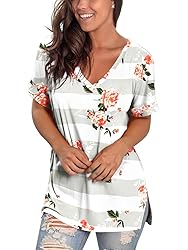 Workout Shirts for Women Floral Tops Summer Clothes