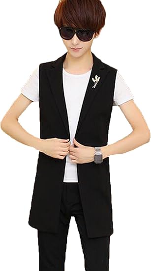 Amazon Shunyi メンズ ノースリーブ ベスト ジレ カジュアル シンプル ゆったり トップス ファッション カーディガン ロング丈 ベスト 通販