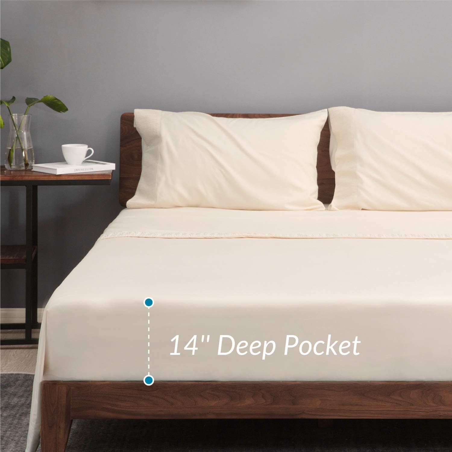 Bedsure Bed Sheet Set - Beige Tan Taupe Cream Ivory Bed Sheets Queen - Soft Brushed Microfiber, Wrinkle Resistant Bedding Set - 1 Fitted Sheet, 1 Flat Sheet, 2 Pillowcases (Queen, Beige): Home & Kitchen
