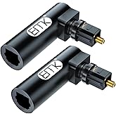 Optical Audio Adapter, EMK [2-Pack] 90 Degree Fiber Optic Cable Adapter Right Angel Toslink Optical Cables Extention Adapter 
