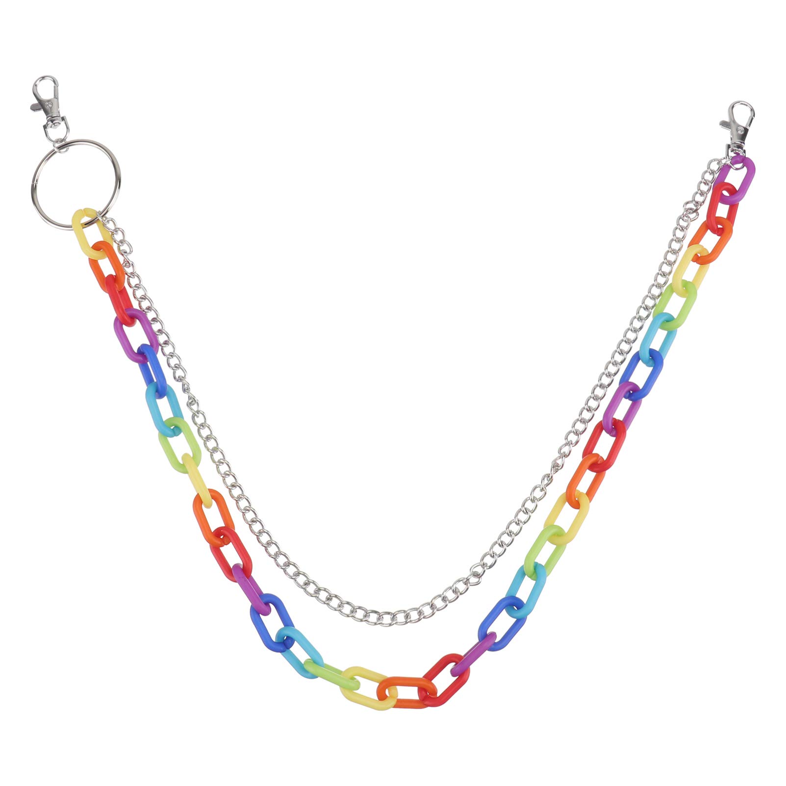 Amosfun Belly Waist Chain Plastic Skirt Chain Multi- Layer Body Chain for Men Women Rainbow Color