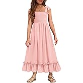 Arshiner Girls Summer Dress Boho Beach Casual Smocked Maxi Dresses 6-13 Years
