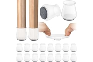 JLKDQ 16Pcs Silicone Felt Bottom Chair Leg Covers,(2 Inch White).