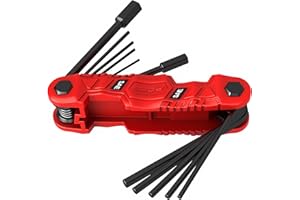 SEDY 11-Piece Large Folding Hex Key Set SAE (3/32"-1/2"), Heavy Duty Allen Wrench Set, Portable Tool for Archery, Bike Repair, Furniture, and Basic Home Maintenance (Red)