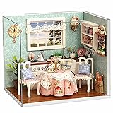 Dollhouse Miniature DIY Wood Kit Dolls House Room with Cover and LED Toy Christmas Gift Birthday Gift Perfect Kitchen