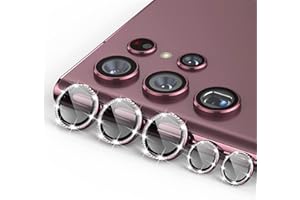 Kanosan Diamond Series Galaxy S22 Ultra Camera Lens Protector Aluminium Alloy Ring 9H Tempered Glass Anti Scratch Decorative Camera Cover for Samsung Galaxy S22 Ultra 5G (Diamond Burgundy)