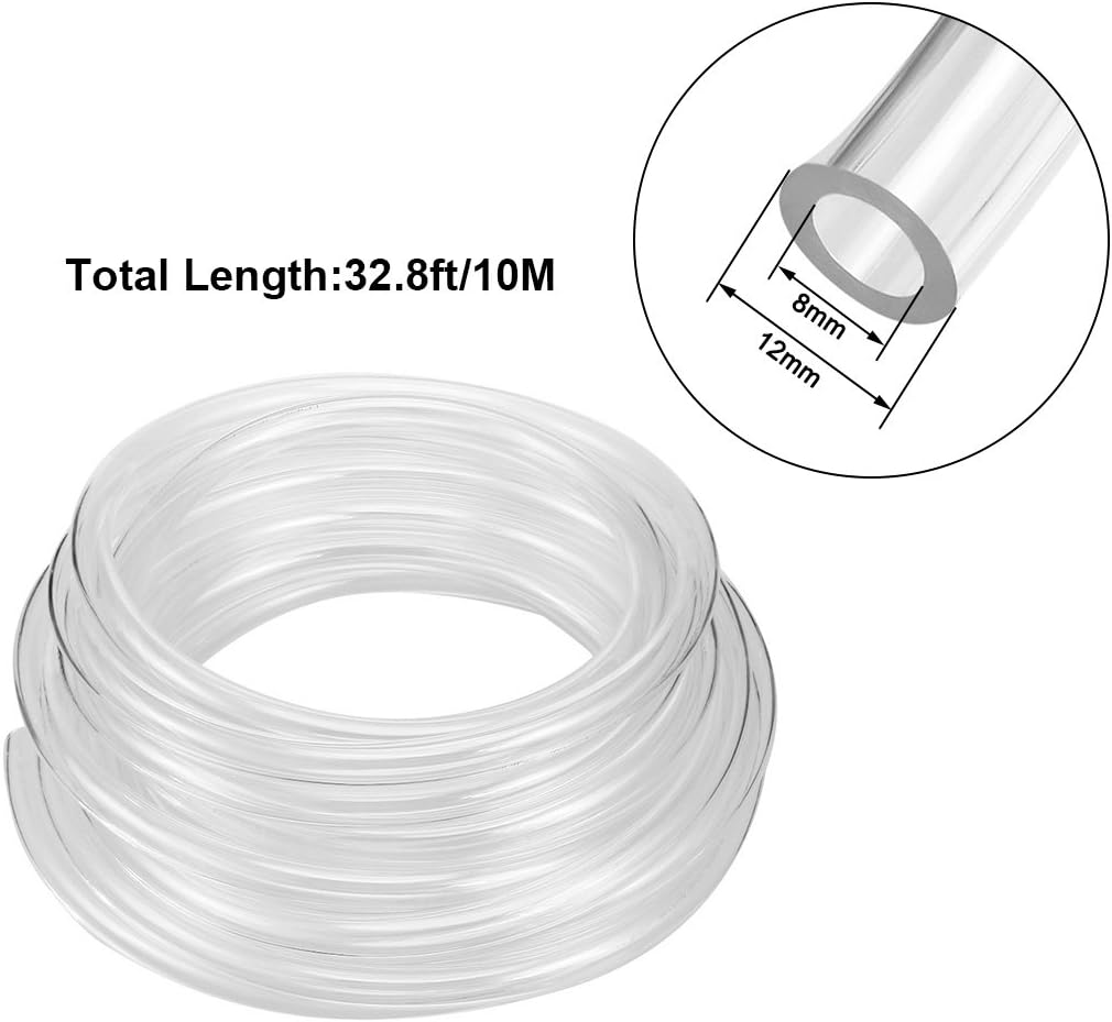 sourcing map Pneumatic Air Tubing, 12mm OD x 8mm ID 10 Meters 32ft PU Polyurethane Air Compressor Tube Hose Pipe Clear - Image 4