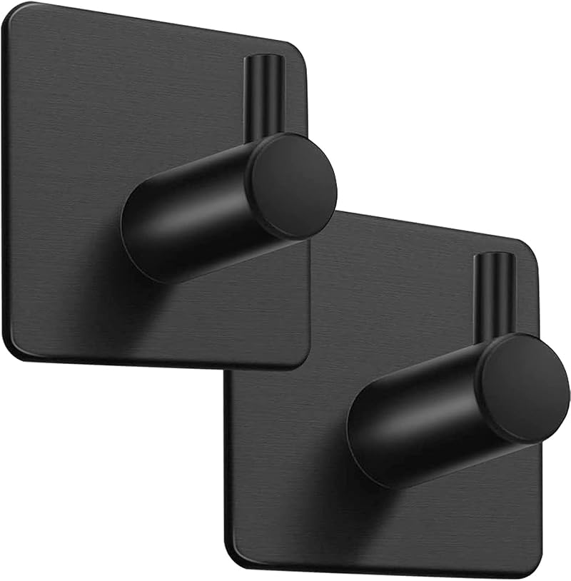 The Bog Standard Black Towel Holder 2 Pack Self Adhesive 304 Stainless Steel No