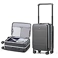Hanke Carry On Luggage with Wheels Top Open Hard Shell Suitcases Carry On Bag Airline Approved Travel Wide Handle Suit Case Hardcase 20 Inch Spinner Luggage(Graphite Grey)