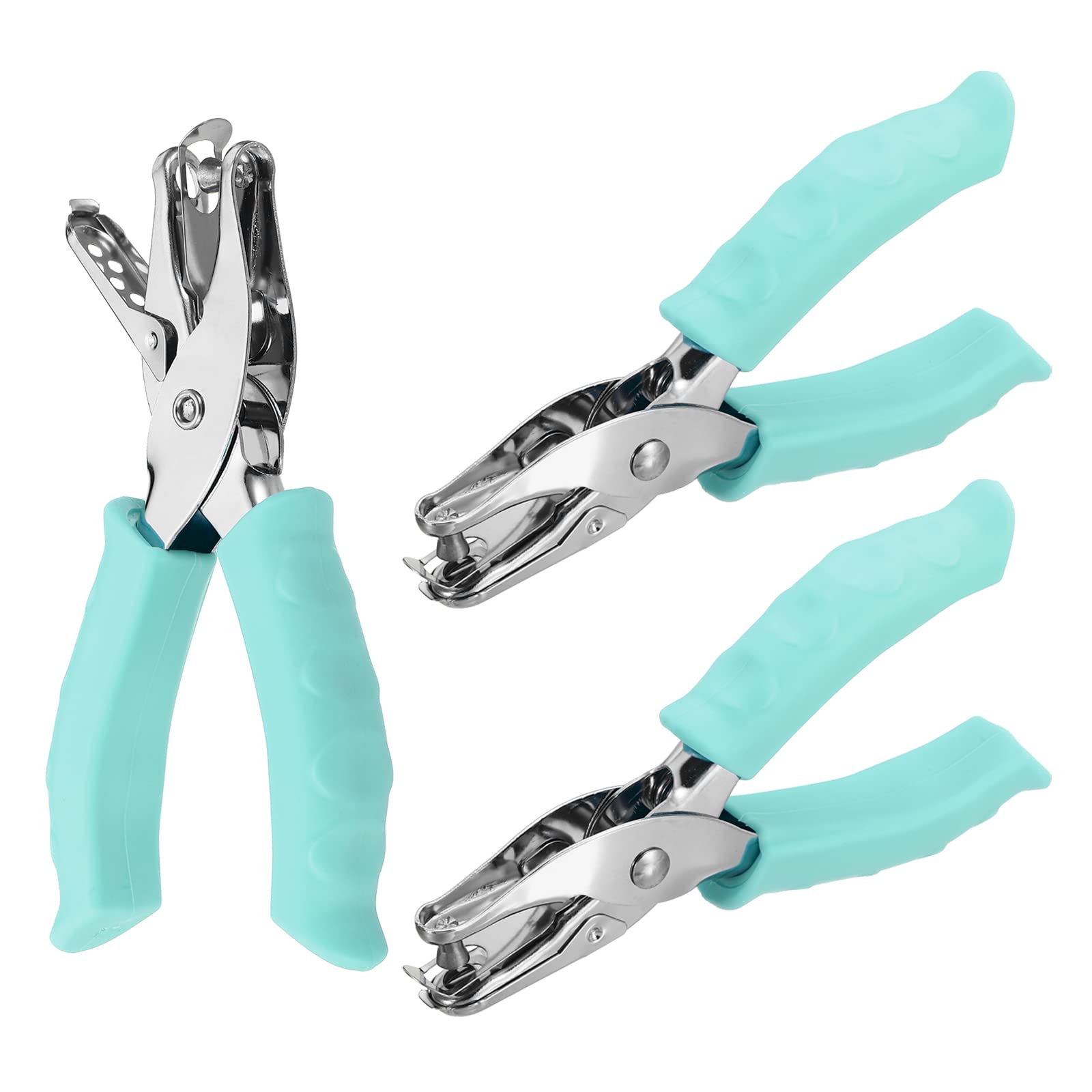 PATIKIL 1/4" Single Hole Punch, 3 Pack Handheld Hole Puncher with Soft Grip Metal Paper Puncher for Tag DIY Craft Scrapbook Ticket, Light Blue