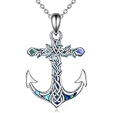 Anchor Necklace for Women Sterling Silver Tree of Life Pendant Necklace Nautical Sailor Jewelry for Women