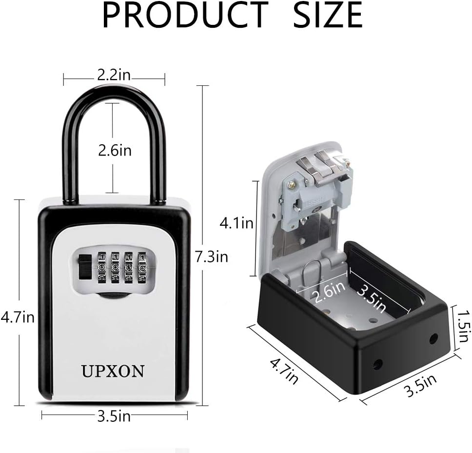 Key Lock Box, UPXON Large Capacity Key Storage Box with Resettable Code, 4 Digit Combination Lockbox for Spare Keys, Waterproof Wall Mount Key Box for Home, Hotels, Airbnb and Schools 1 Pack: Home Improvement