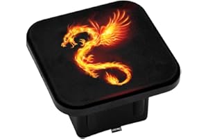 Swono Fire Dragon Rubber Hitch Tube Cover Fairy Animal Flame Dragon Wings Soft Rubber Protects Hitch Tube Rear Trailer Hitch Cover Universal Fits 2" Receivers for Men Women