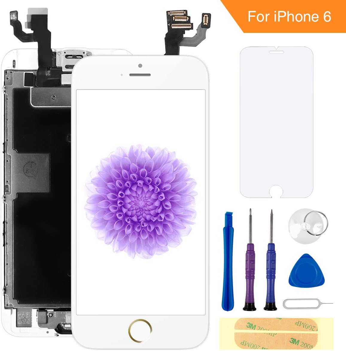 Amazon Flylinktech Iphone6 フロントパネル ホームキー スピーカー カメラ 近接センサーが付き 画面修理交換用 タッチパネル Lcd液晶パネル 修理パーツ デジタイザ 修理工具 画面保護フィルム付属 Iphone6 白 修理パーツ 通販