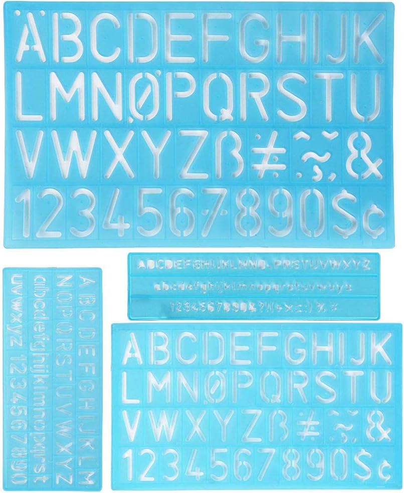 Diy テンプレート ステンシル アルファベット 英字 数字 文字 描画テンプレート 手帳 ノート 日記帳 スクラップブック ジャーナリング 落書き カード 手作り ペインティング 工芸 プロジェクト 4枚セット テンプレート 通販 Amazon
