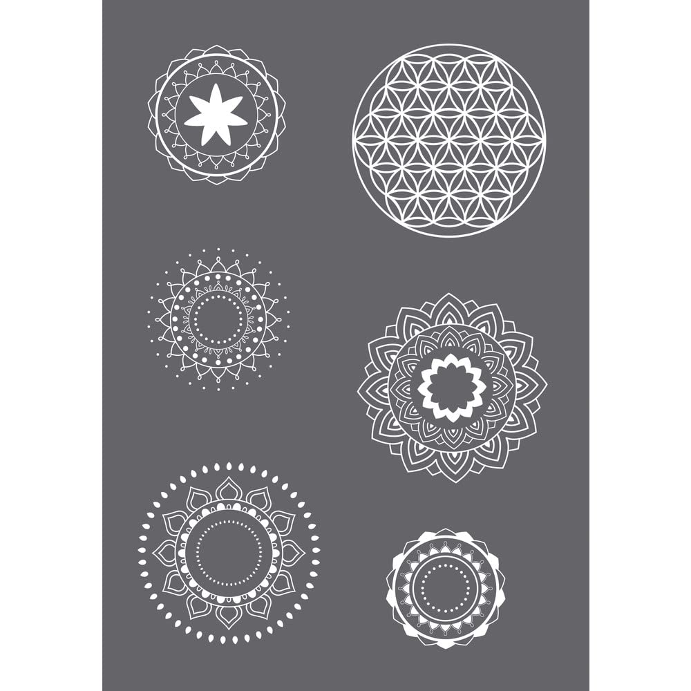 Rayher 45133000 Set of Mask Stencil and Craft Squeegee for Paper Crafts, Card Making and Painting, Reusable Silk Screen Template with Mandala Designs, 14.8x21cm