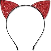 ZITULRY Halloween Headbands for Women Rhinestone Devil Horns Headband Crystal Cat Ears Headband Hairwear for Girls