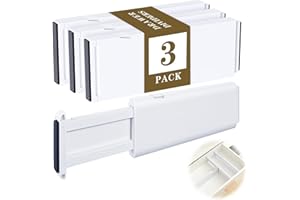 Drawer Dividers for Clothes 4" High 10.9"-18" Expandable Dresser Drawer Organizer Plastic Separators for Kitchen 3 Pack