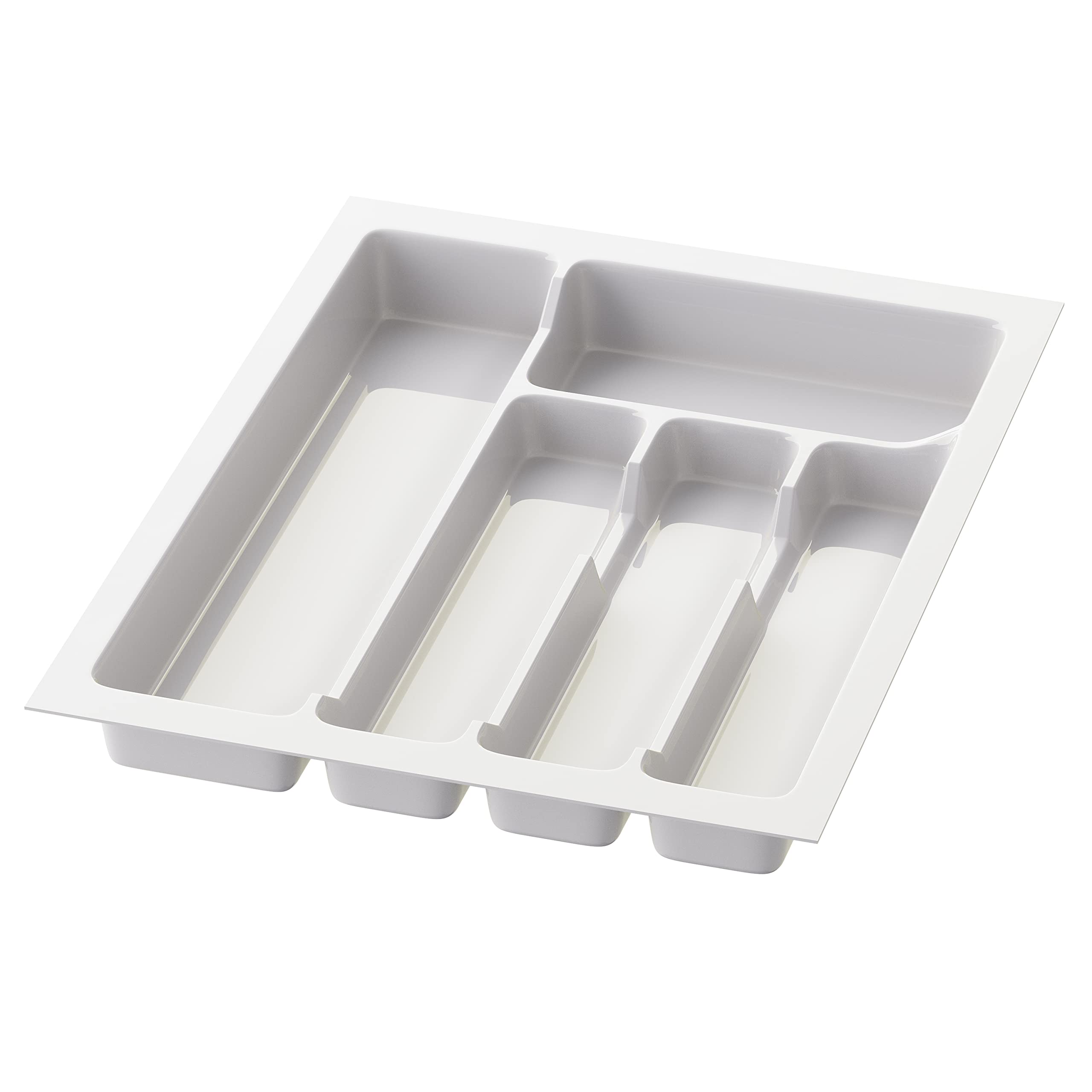 Sossai DIVIO Cutlery Tray Insert for 40cm Wide Drawers 33x43cm - Cutable, 5 Compartments, White, Plastic Cutlery Organizer