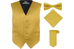 S.H. Churchill & Co. Boy's 4 Piece Vest Set, with Bow Tie, Neck Tie & Pocket Hankie