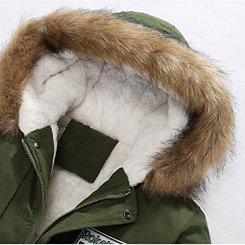 Men Coat With Fur Hood Cardigan Sweater Hooded Coat Jacket Sweatshirt Outwear By Orangeskycn (Army Green, L)