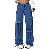 Kedera Baggy Jeans for Women Y2K Bow Wide Leg Denim Pants Low Rise Boyfriend Jeans Streetwear 2025