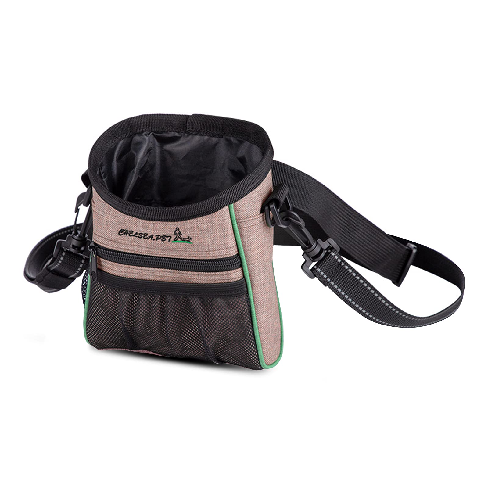 PETCUTE Dog Treat Pouch,Hands Free Dog Treat Waist Pouch Bag with Built-in Poop Bag Dispenser,Multiple Pockets,Waterproof Dog Walking Bag with Adjustable Belt and Reflective Shoulder Strap