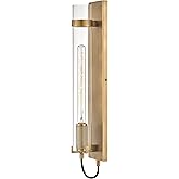 Hinkley Ryden 37852HB-LL Tall Single LED Wall Sconce, Clear Glass Cylindrical Shade, Knurled Fitter, Industrial/Vintage Style